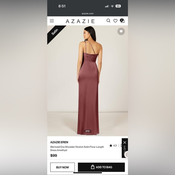 Satin bridesmaids dress dusty rose / mauve - Picture 2 of 6